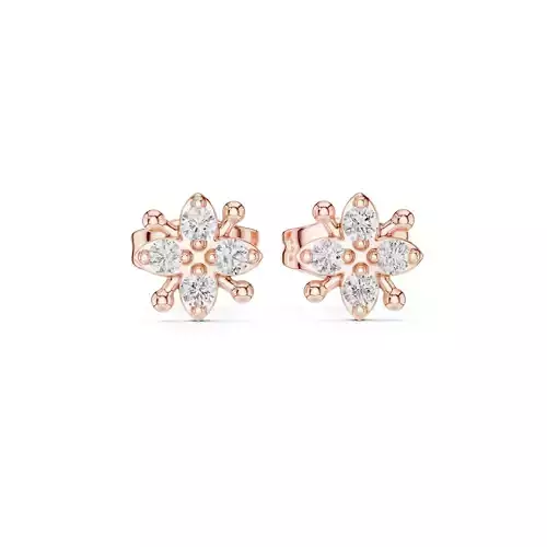Four Round Cut Diamond Designer Stud Earring 3DM STL Video 3D print model