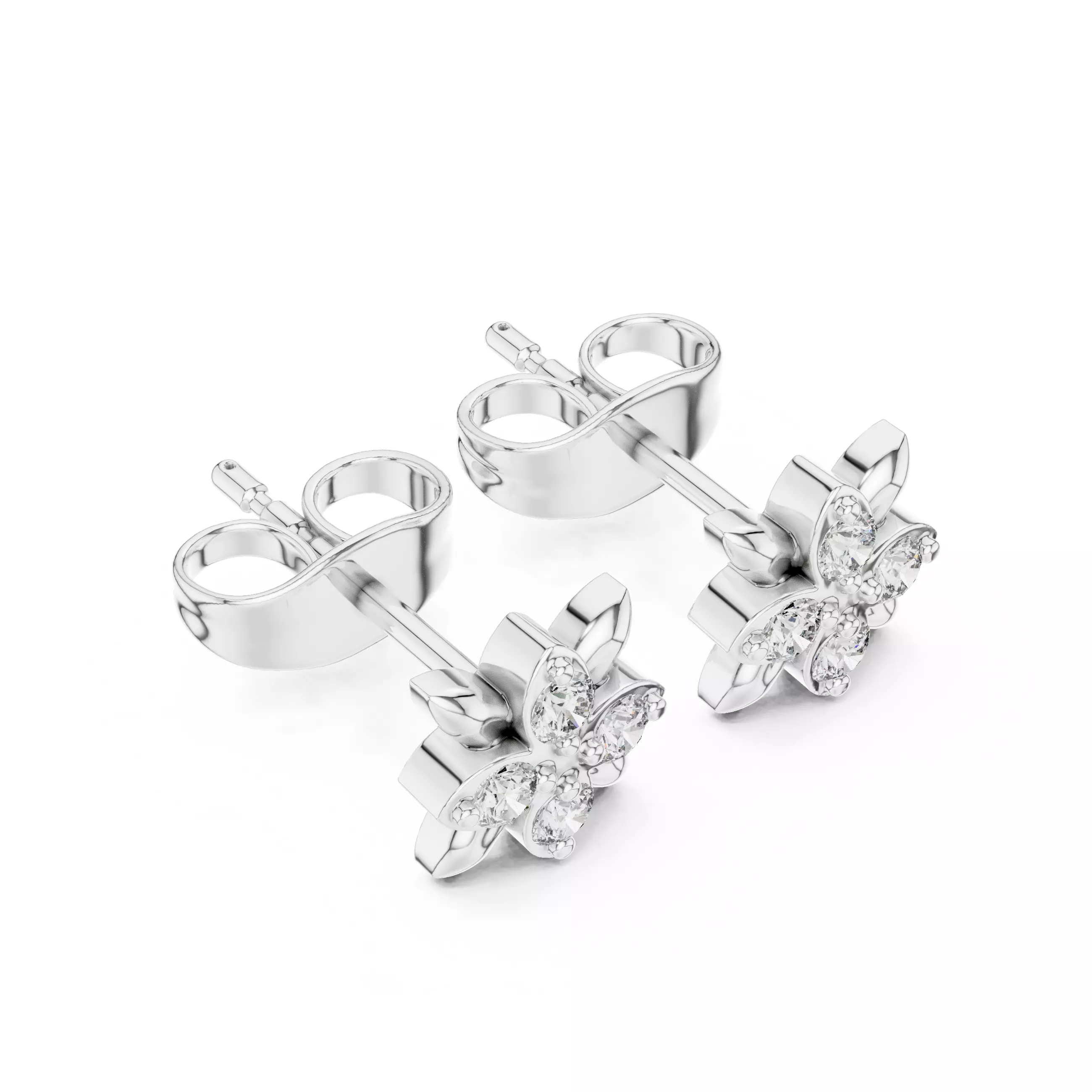 Round Cut Diamond Floral Theme Earring 3DM STL Video 3D print model_10