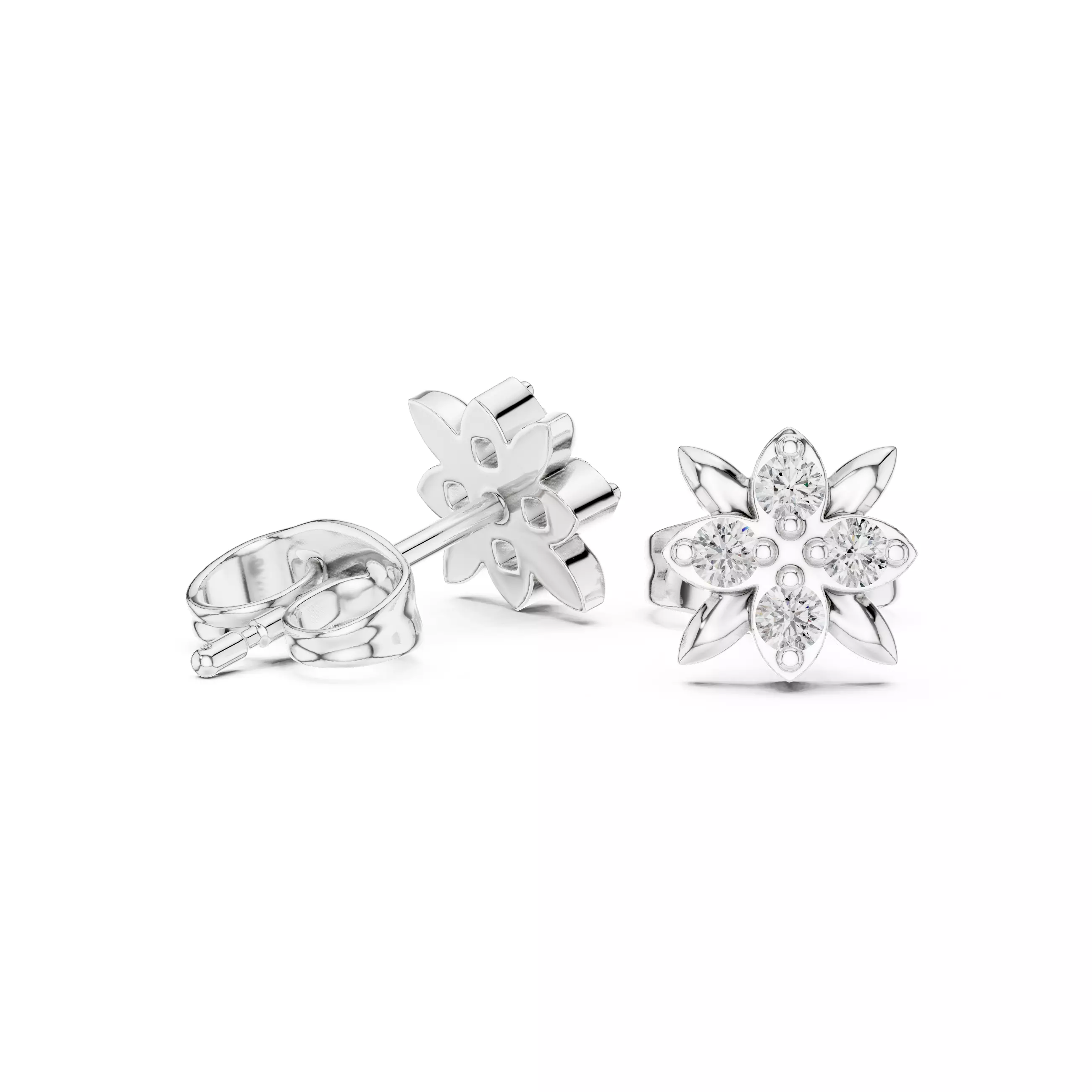 Round Cut Diamond Floral Theme Earring 3DM STL Video 3D print model_9