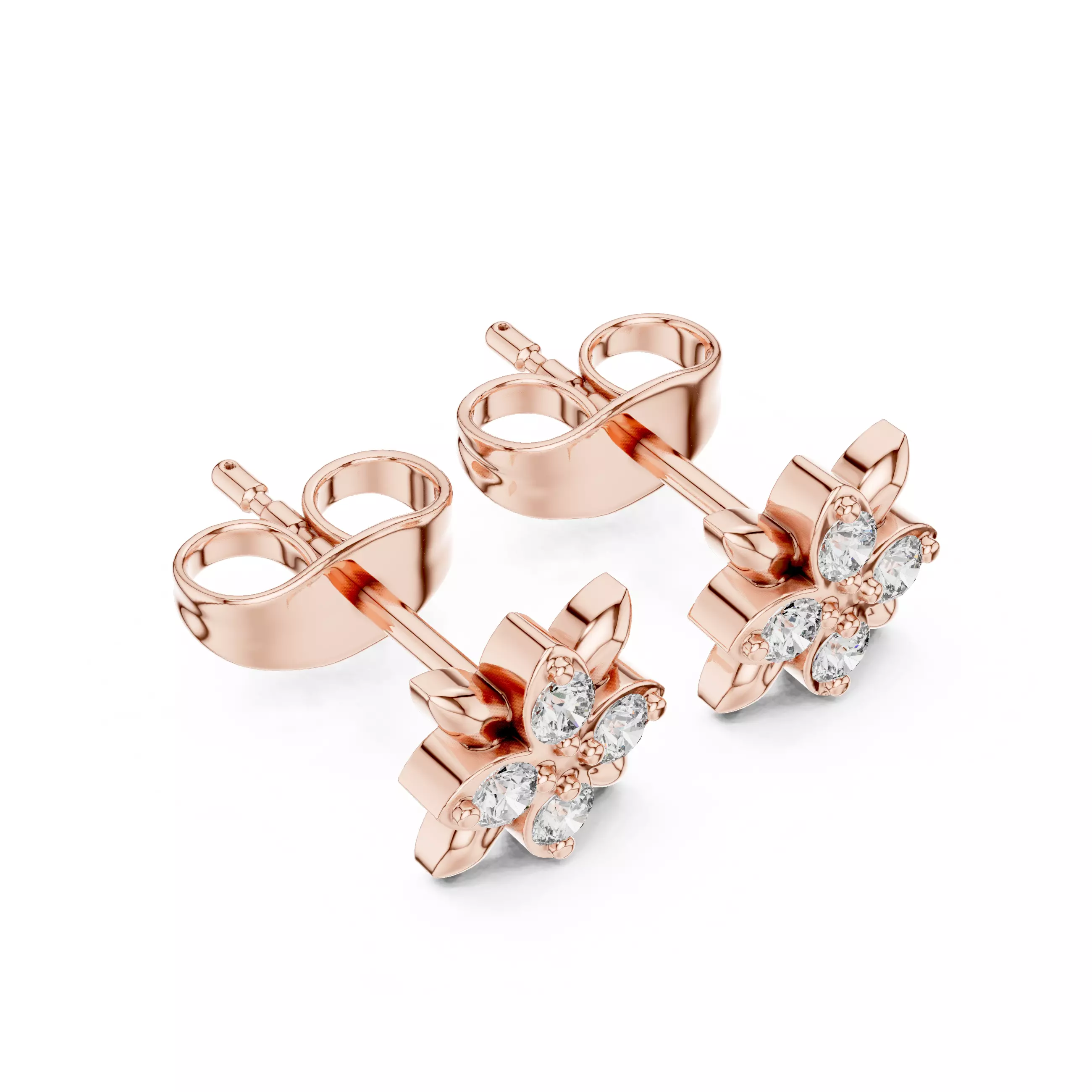 Round Cut Diamond Floral Theme Earring 3DM STL Video 3D print model_4