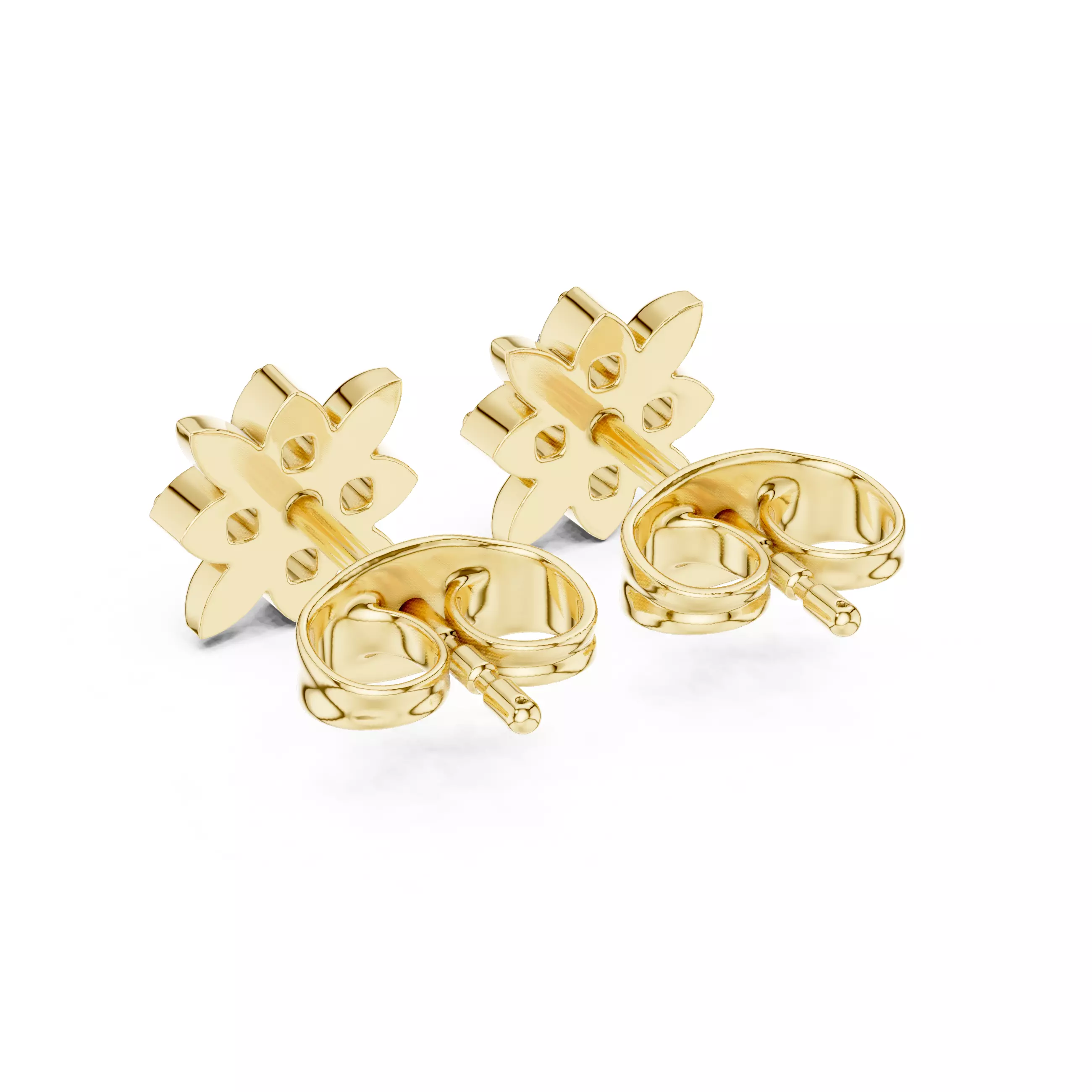 Round Cut Diamond Floral Theme Earring 3DM STL Video 3D print model_8