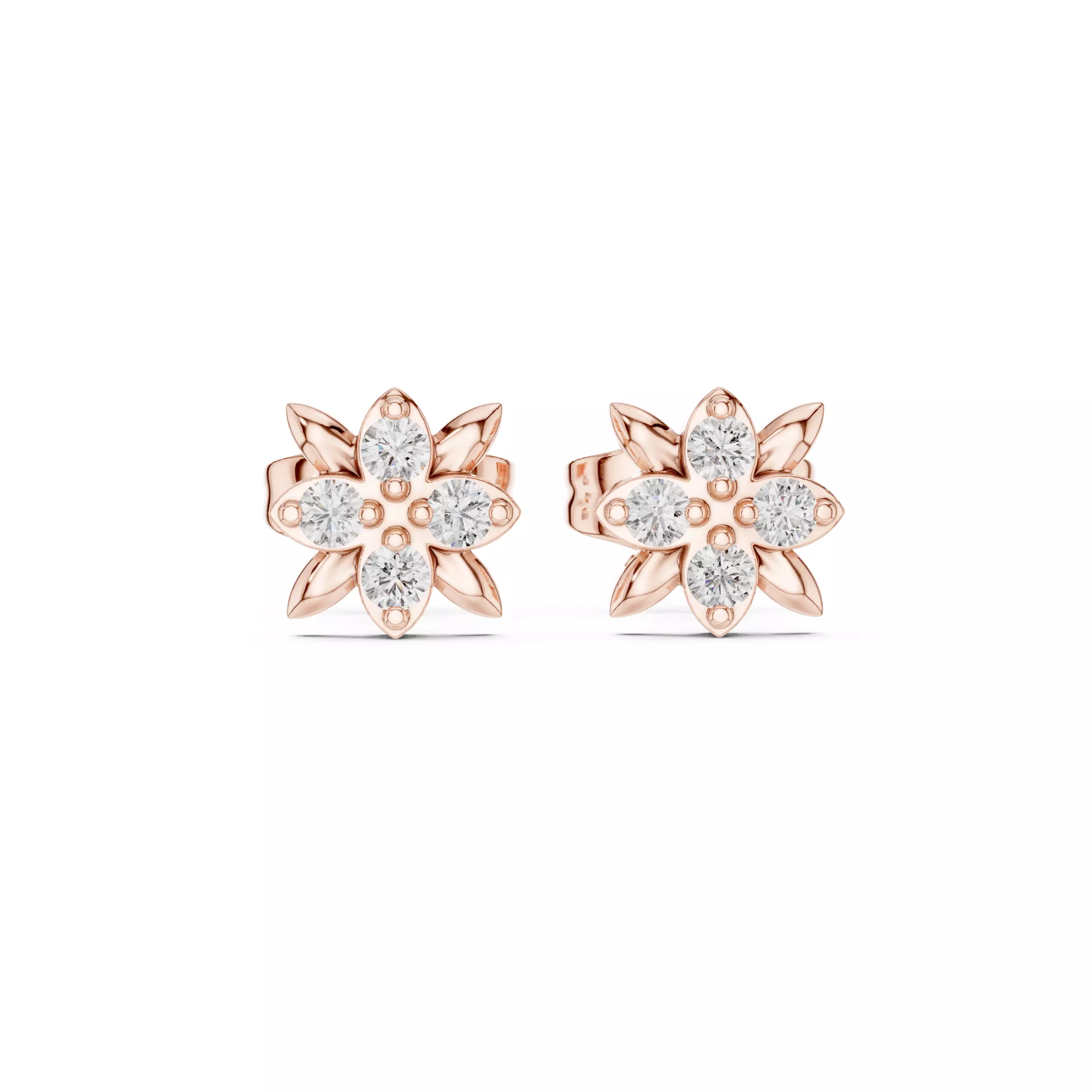 Round Cut Diamond Floral Theme Earring 3DM STL Video 3D print model_0