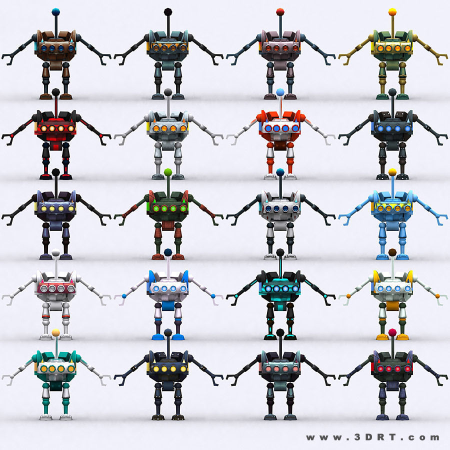 3DRT - Chibii-robot-18 Low-poly 3D model_9
