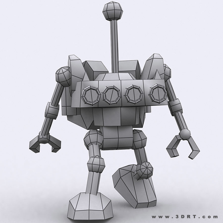 3DRT - Chibii-robot-18 Low-poly 3D model_8