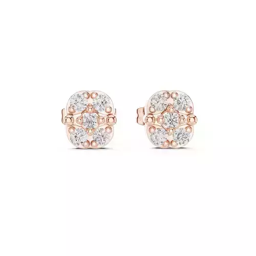 Round Cut Diamond Designer Stud Earring 3DM STL Video