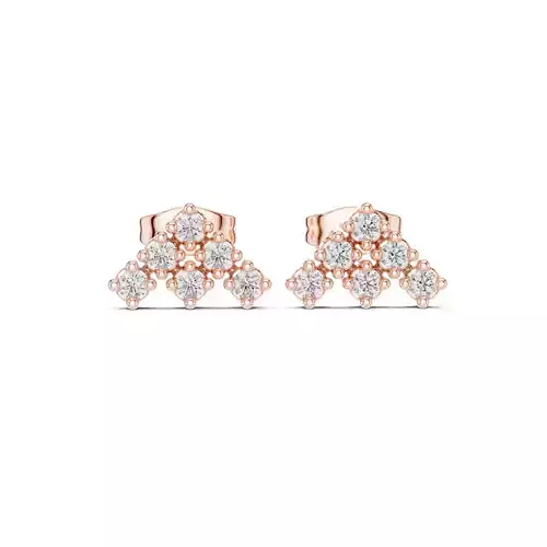 Round Cut Diamond Triangle Shape Stud Earring 3DM STL Video