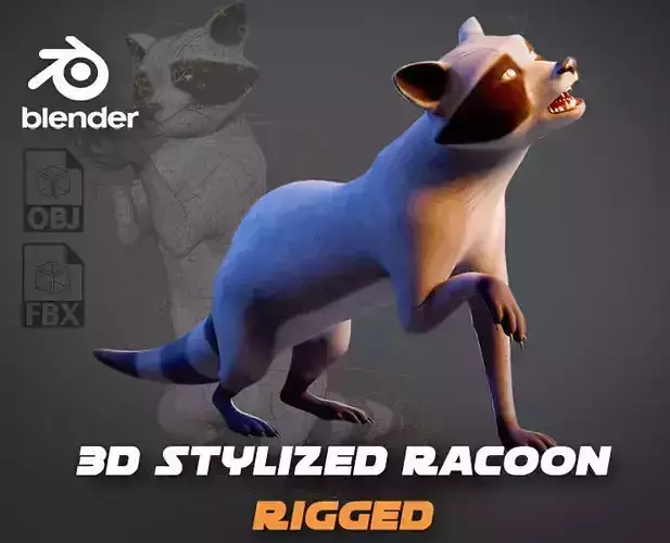 Stylized Raccoon - Rigged Cartoon Animal Character