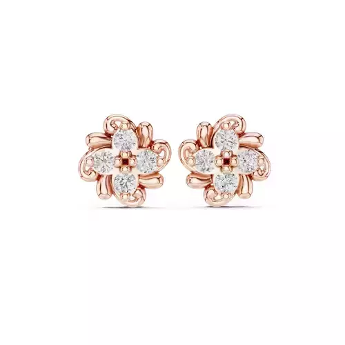 Round Cut Diamond Flower Theme Earring 3DM STL Video