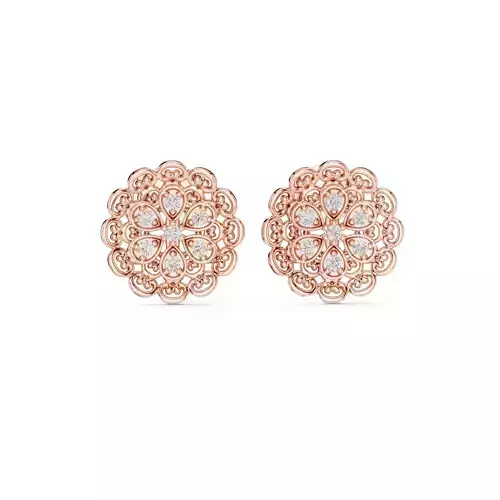 Round Cut Diamond Designer Flower Earring 3DM STL Video