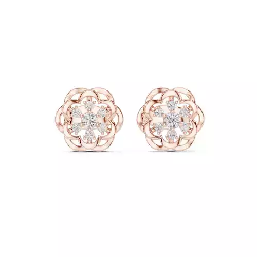 Round Cut Cluster Diamond Dainty Stud Earring 3DM STL Video