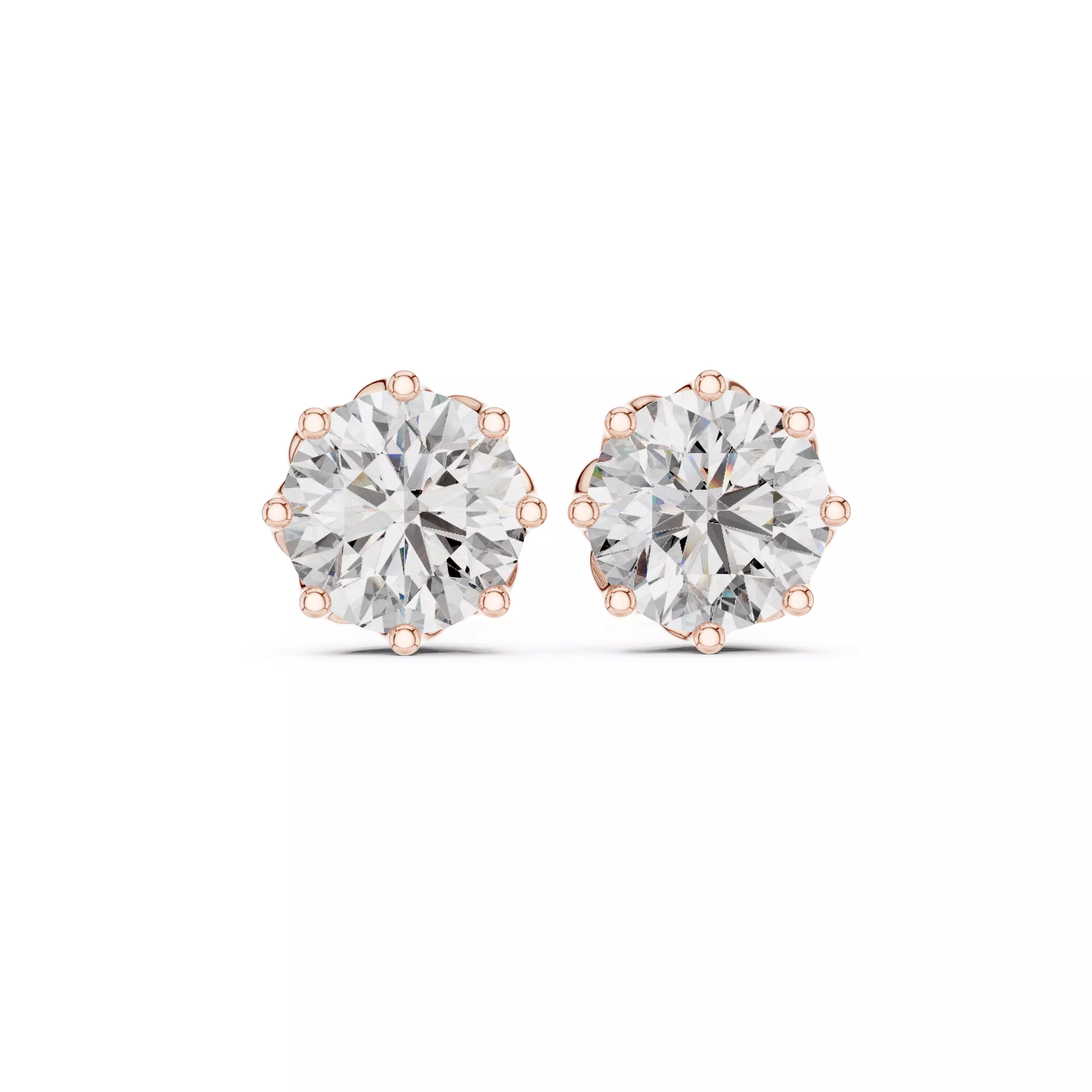 Solitaire Round Cut Diamond Eight Prong Earring 3DM STL Video 3D print model