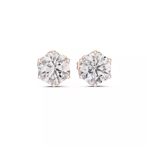 Solitaire Round Cut Diamond Six Prong Stud Earring 3DM STL Video