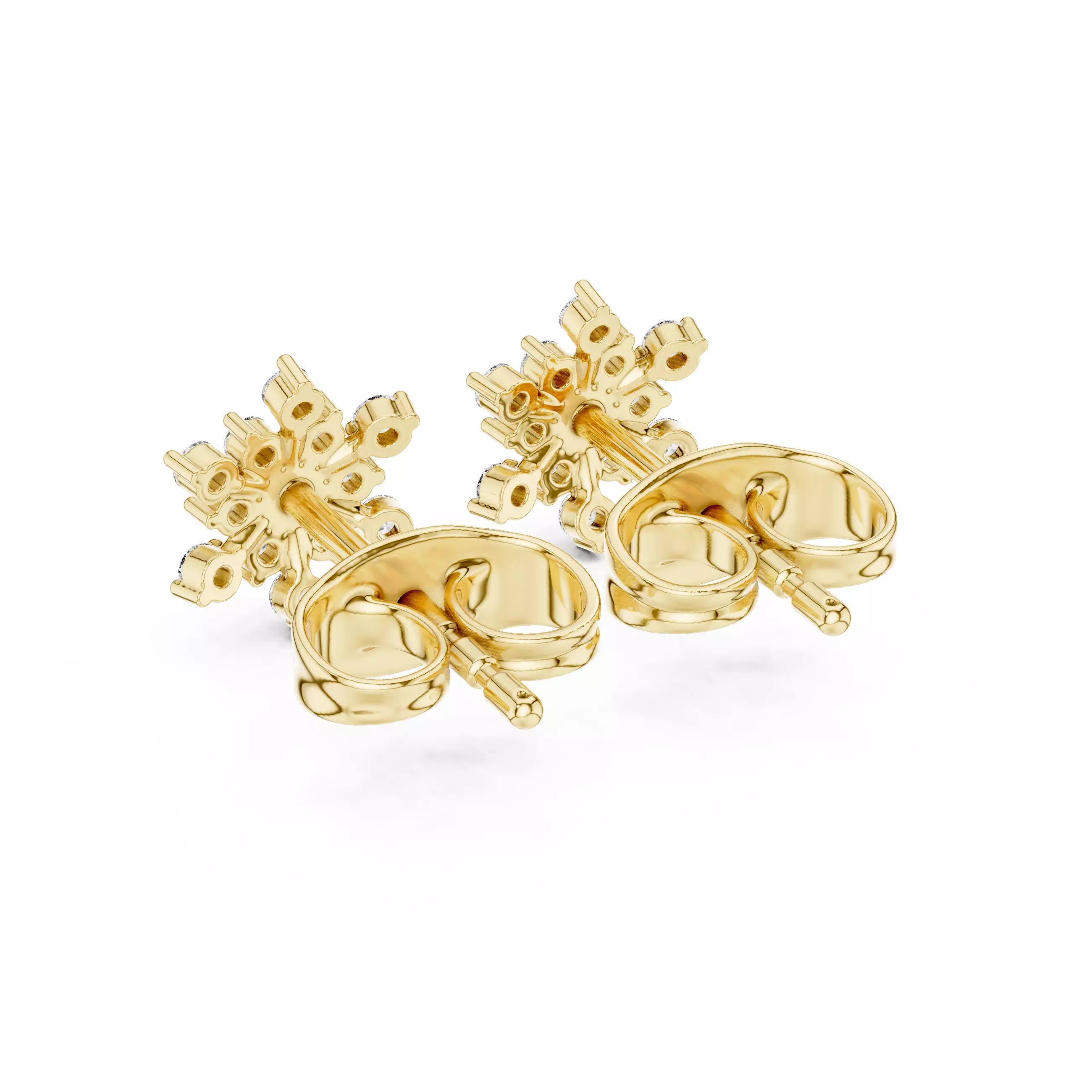 Round Cut Cluster Diamond Star Shape Stud Earring 3DM STL Video 3D print model_8