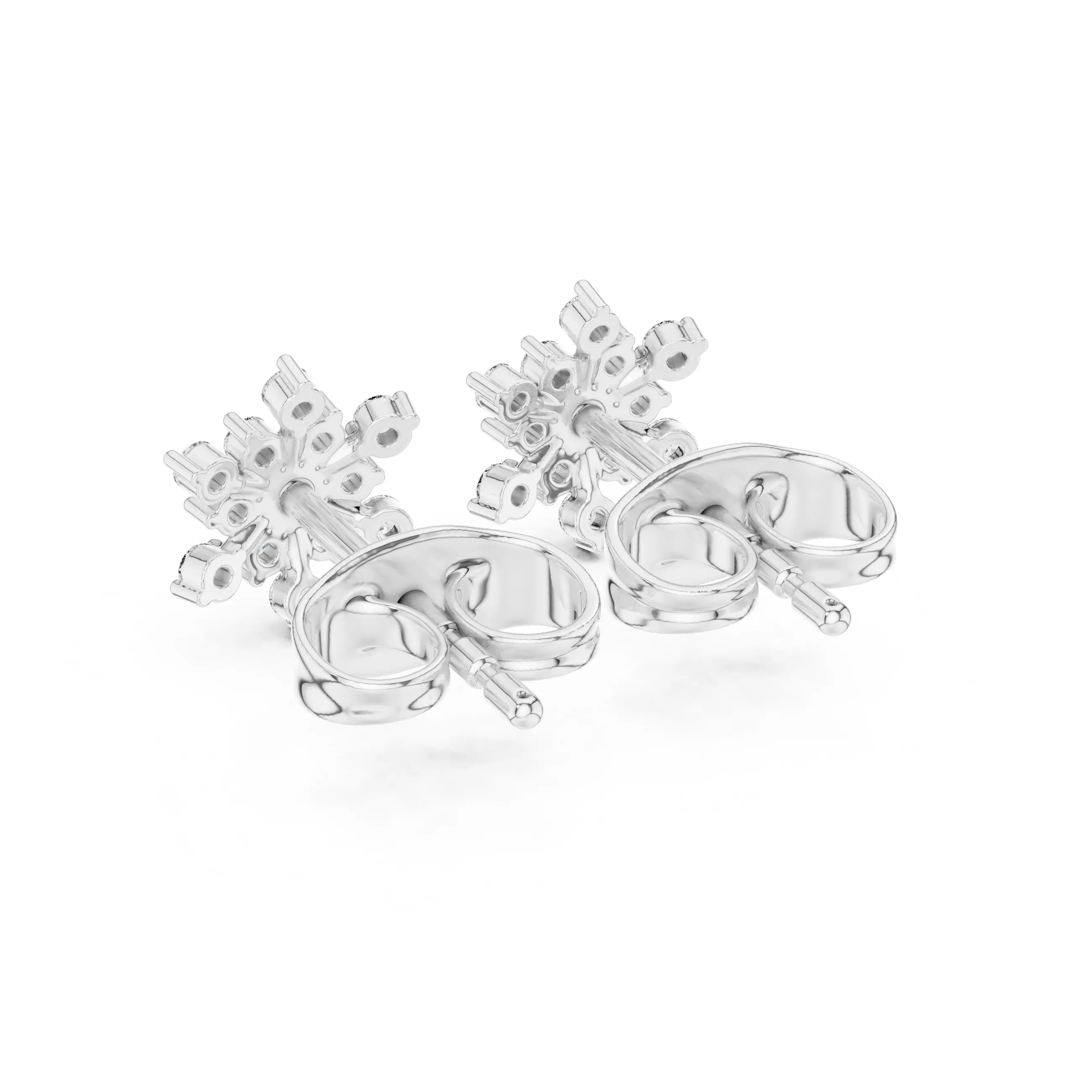 Round Cut Cluster Diamond Star Shape Stud Earring 3DM STL Video 3D print model_11