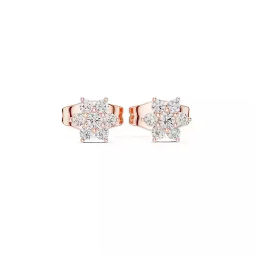 Round Cut Diamond Flower Stud Earring 3DM STL Video