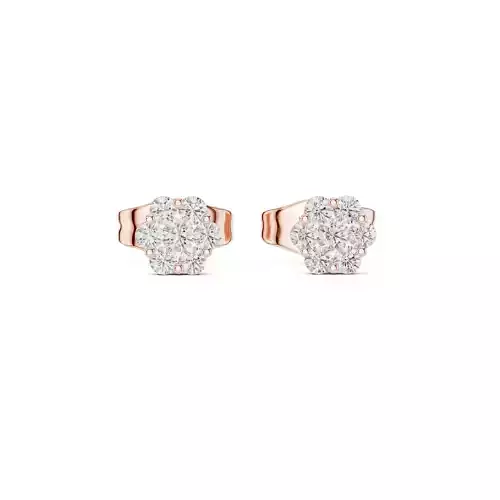 Round Cut Cluster Diamond Stud Earring 3DM STL Video