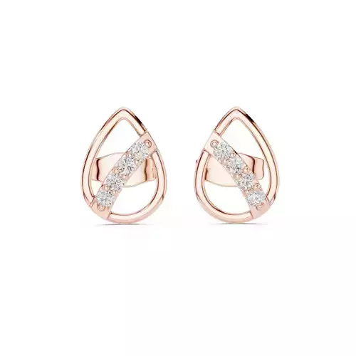 Round Cut Diamond pear Shape Stud Earring 3DM STL Video 3D print model
