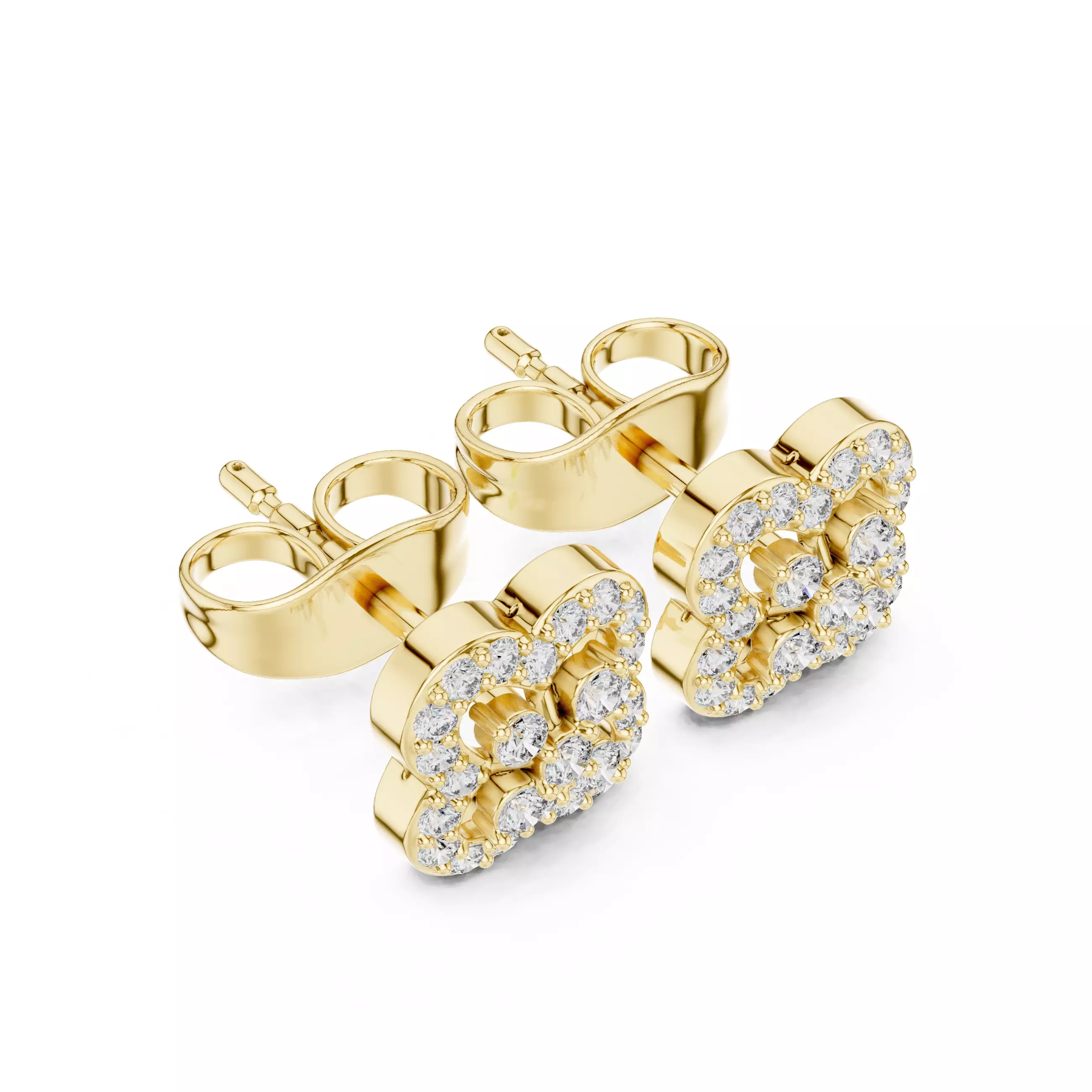 Round Cut Diamond Designer Stud Earring 3DM STL Video 3D print model_7