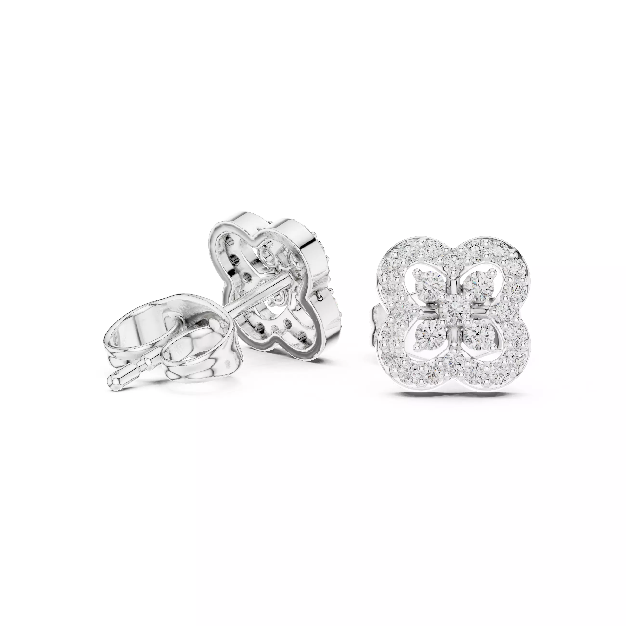 Round Cut Diamond Designer Stud Earring 3DM STL Video 3D print model_9