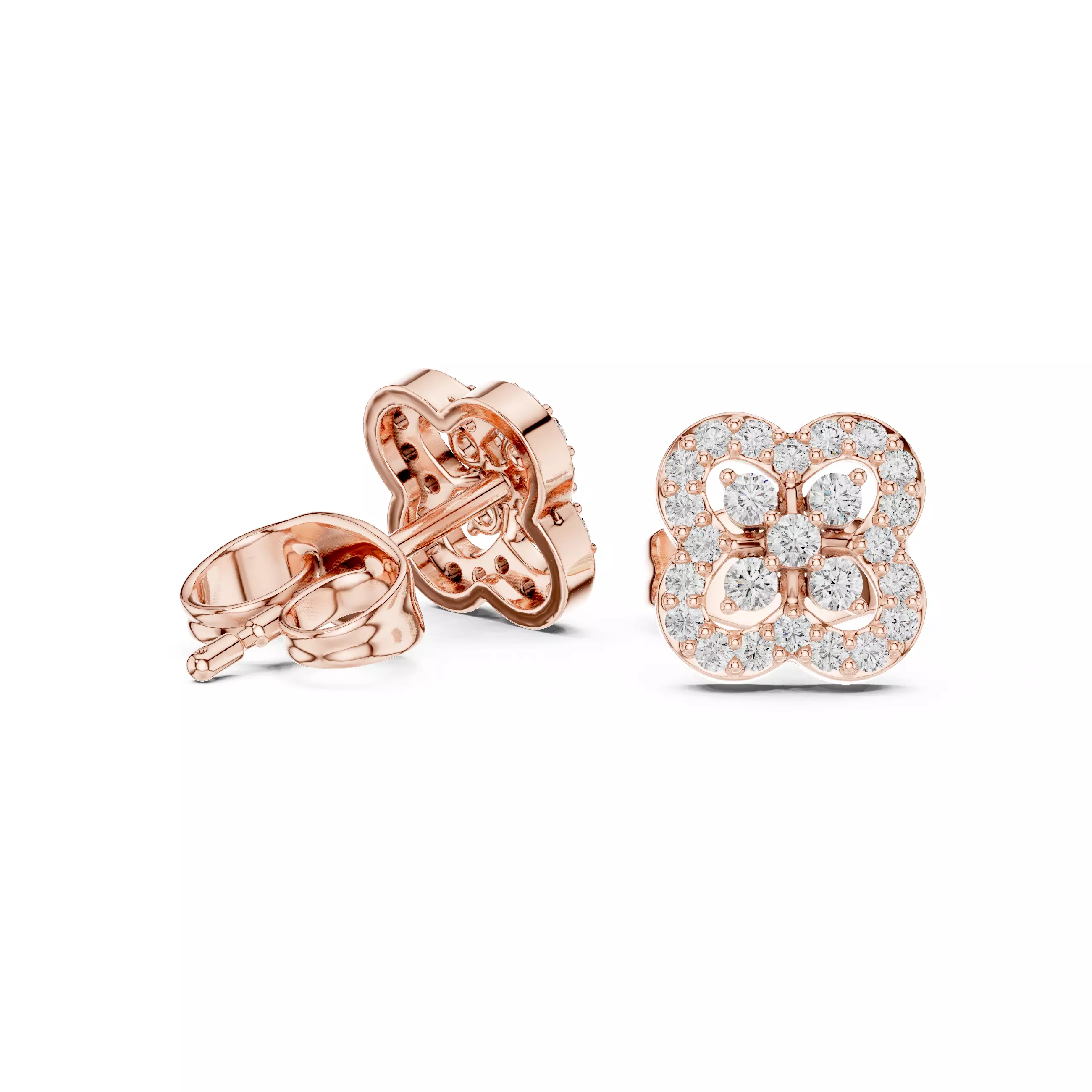 Round Cut Diamond Designer Stud Earring 3DM STL Video 3D print model_3