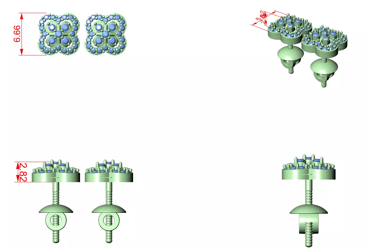 Round Cut Diamond Designer Stud Earring 3DM STL Video 3D print model_12