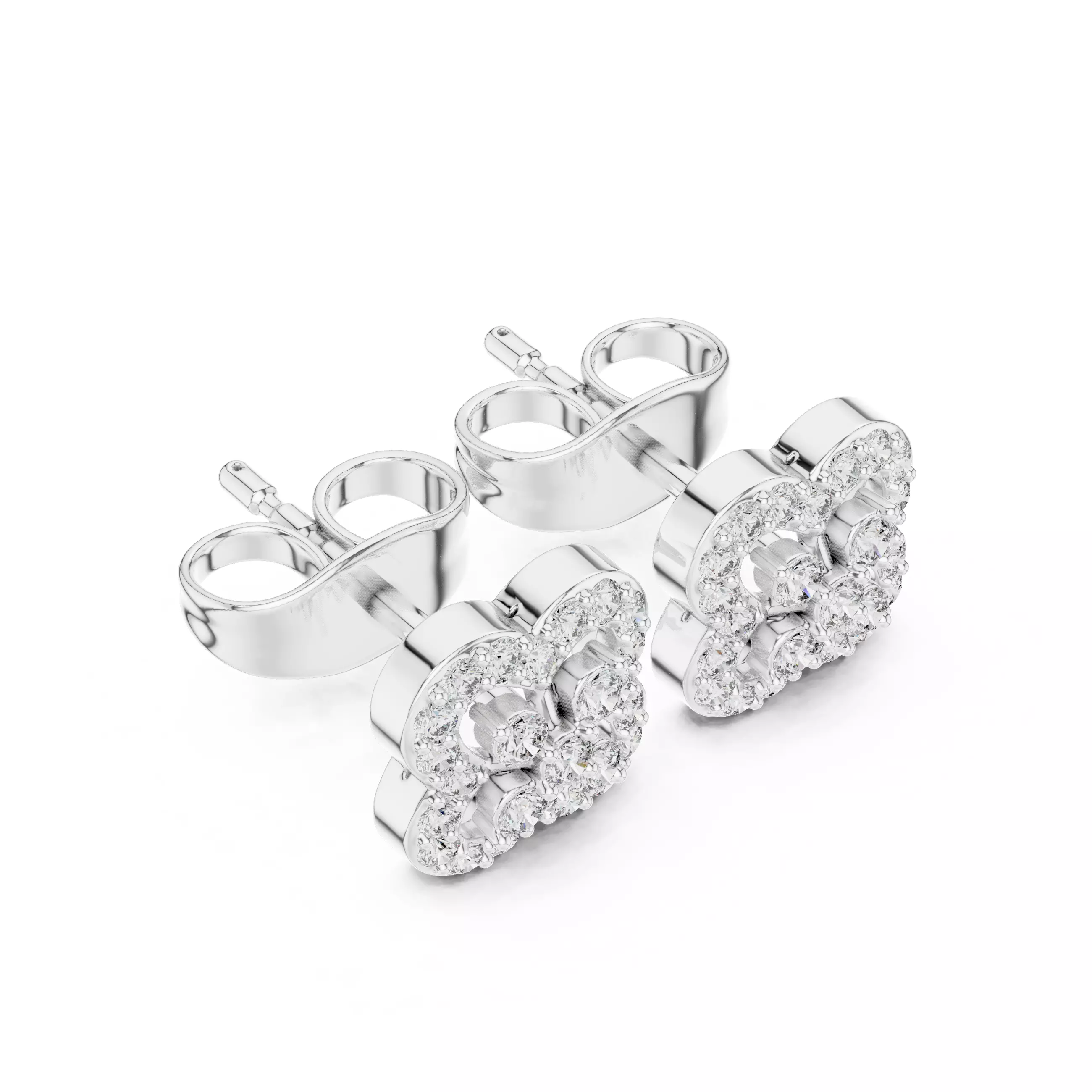 Round Cut Diamond Designer Stud Earring 3DM STL Video 3D print model_10