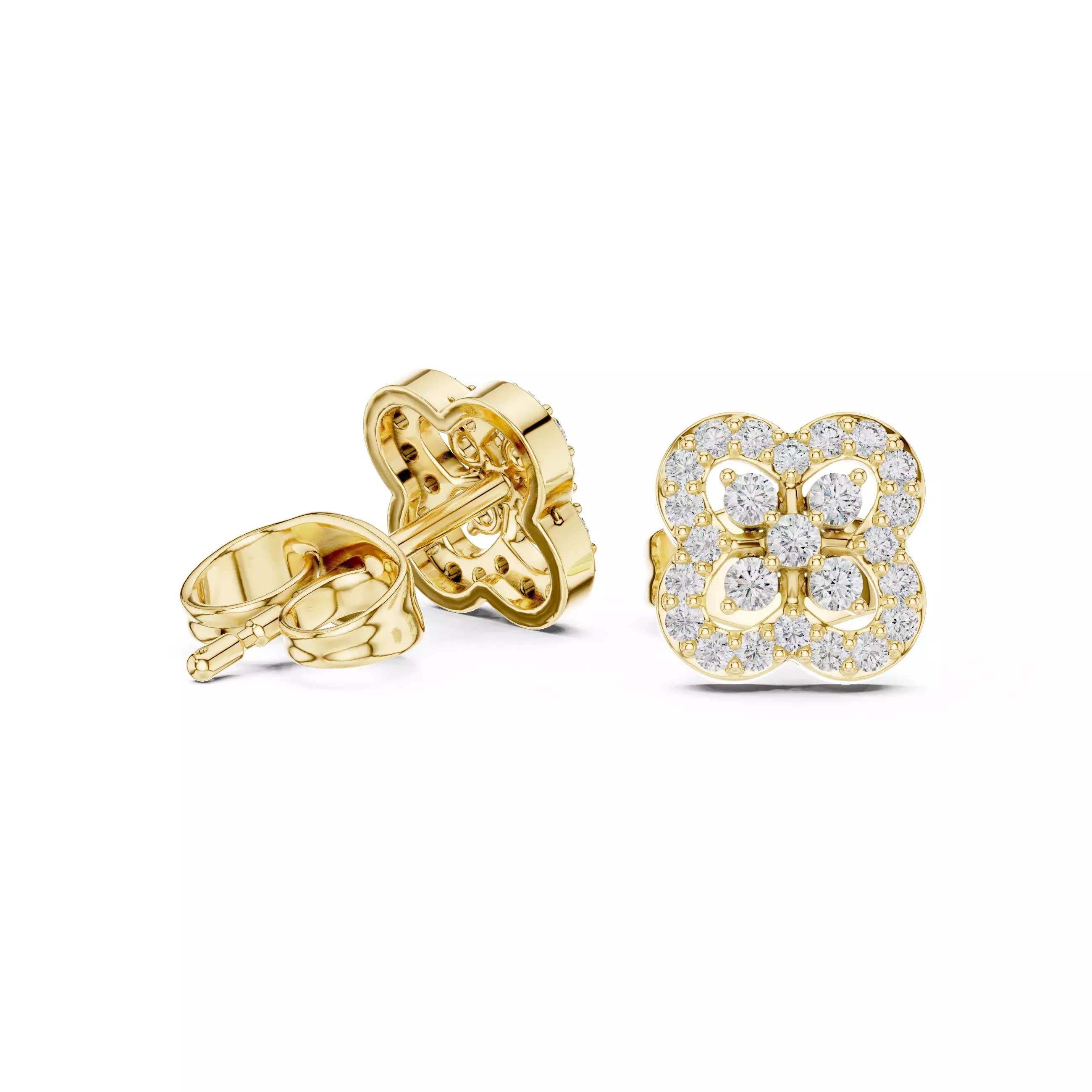 Round Cut Diamond Designer Stud Earring 3DM STL Video 3D print model_6