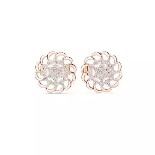 Round Cut Diamond Flower Shape Stud Earring 3DM STL Video