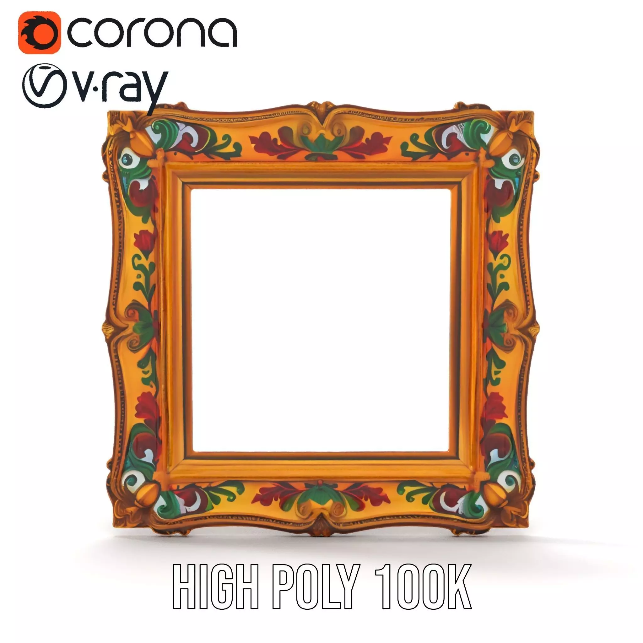Ornate Baroque Picture Frame model pack for production rendering Low-poly 3D model_11