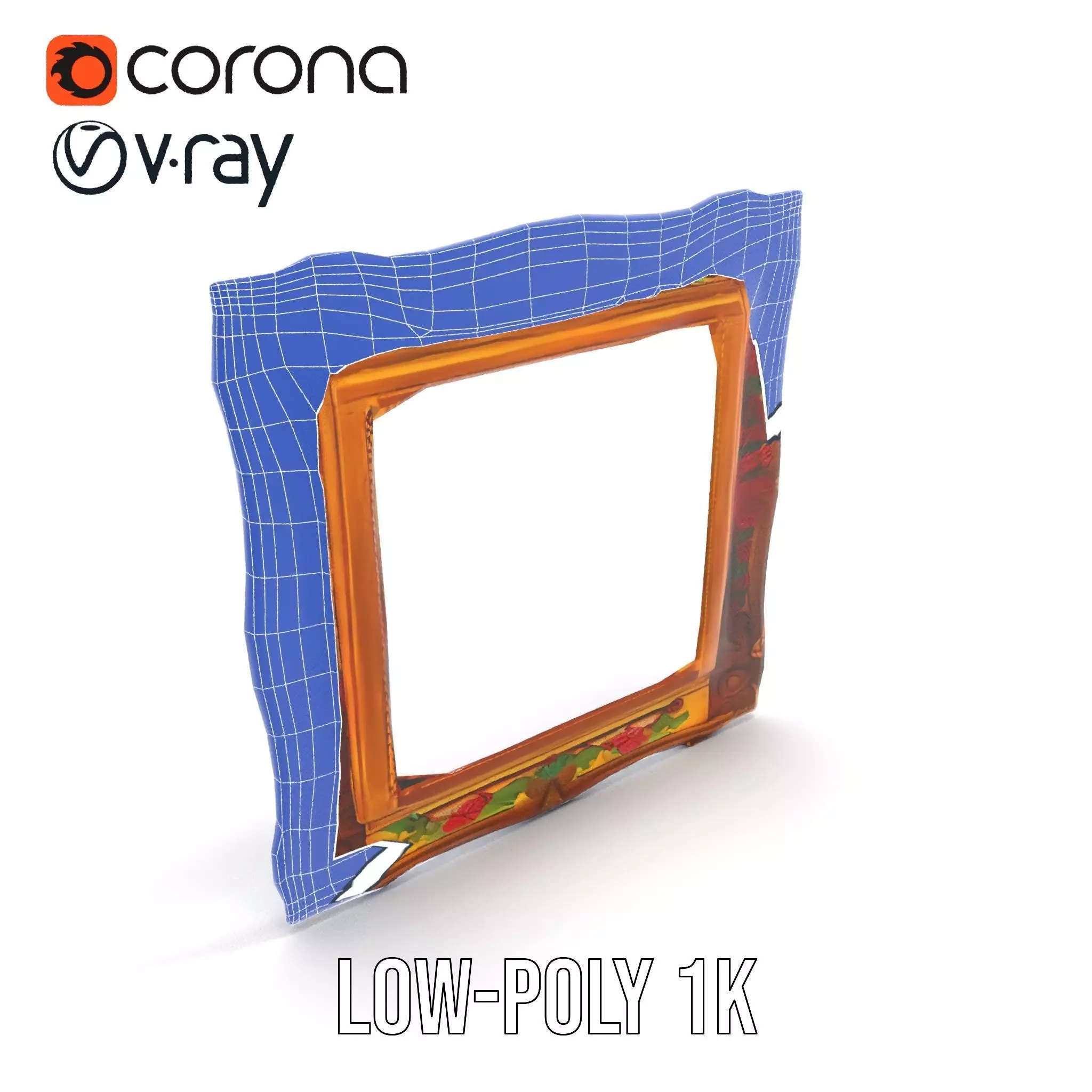 Ornate Baroque Picture Frame model pack for production rendering Low-poly 3D model_10