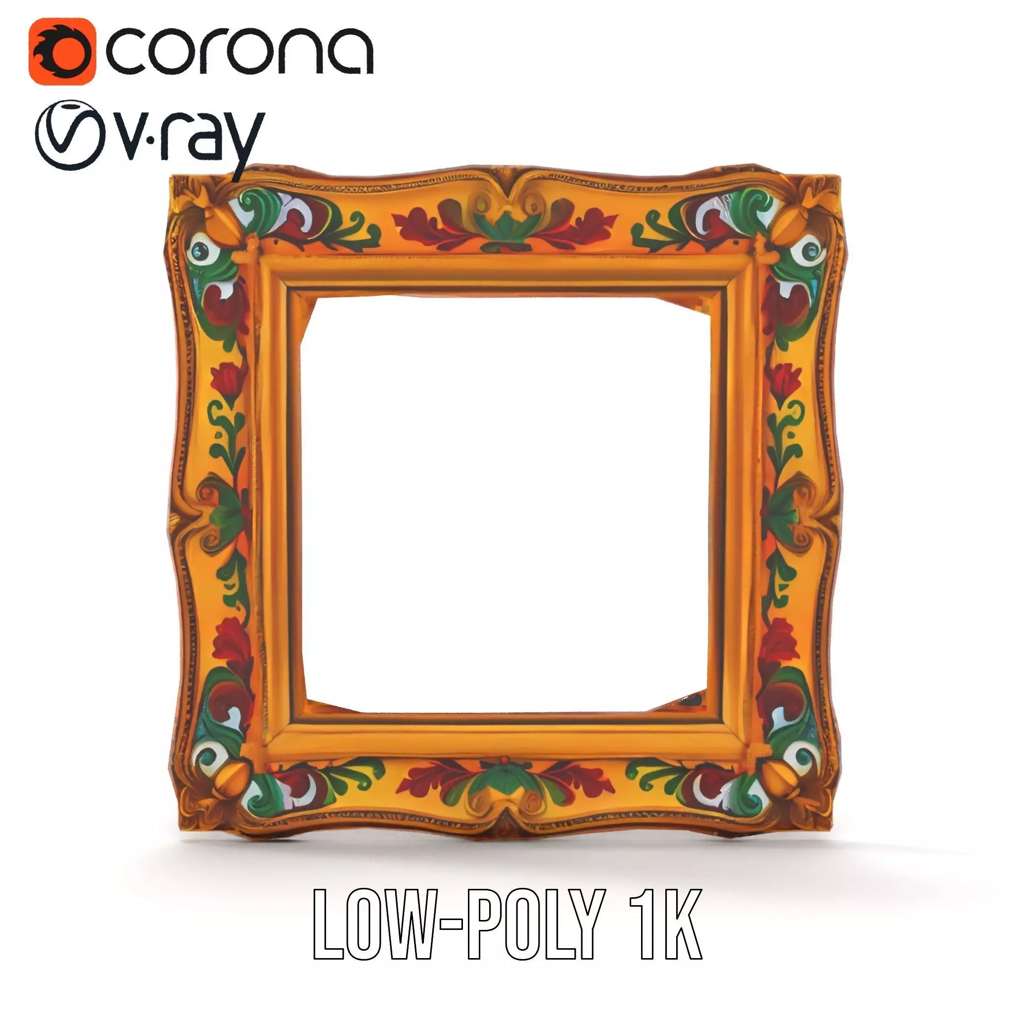 Ornate Baroque Picture Frame model pack for production rendering Low-poly 3D model_30