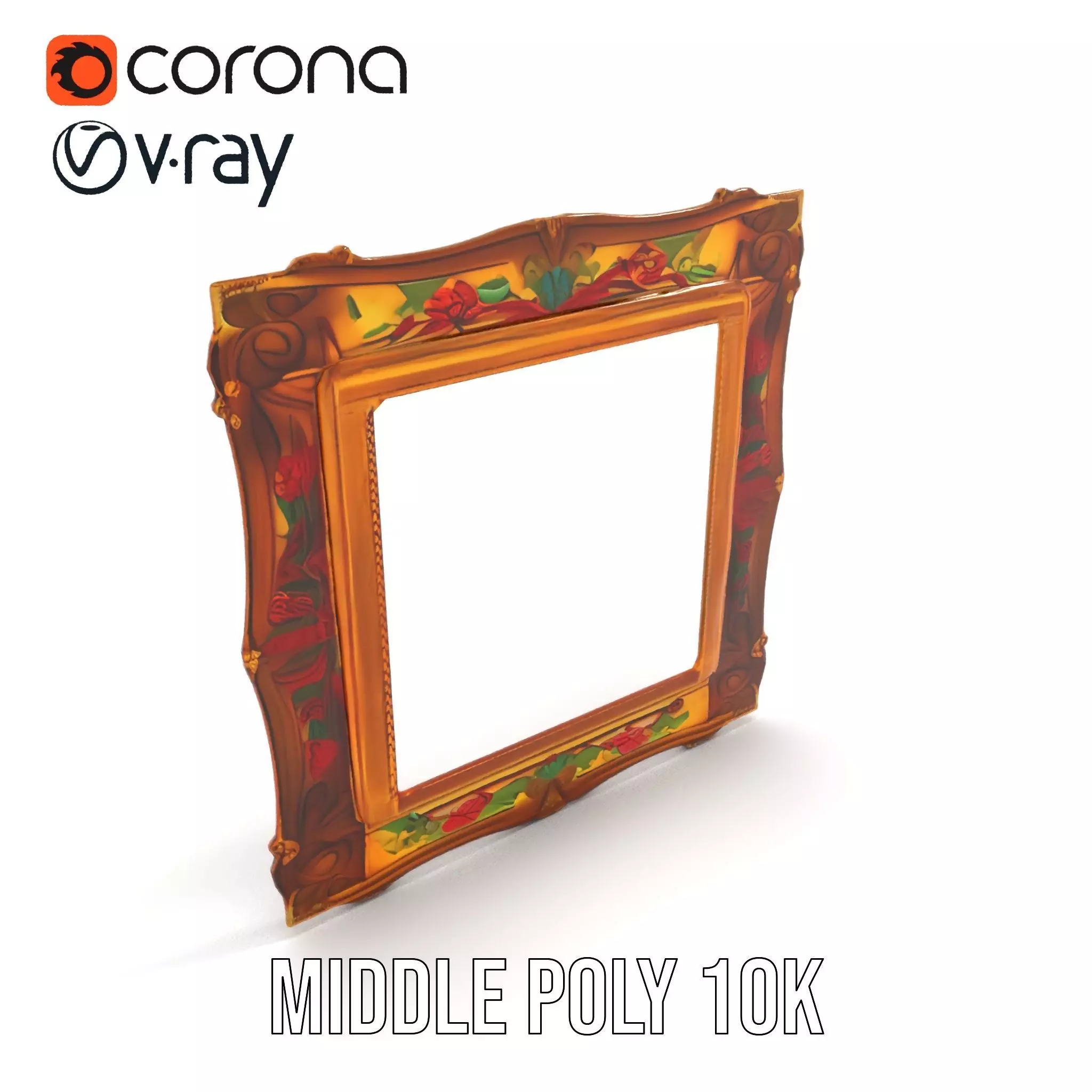 Ornate Baroque Picture Frame model pack for production rendering Low-poly 3D model_5