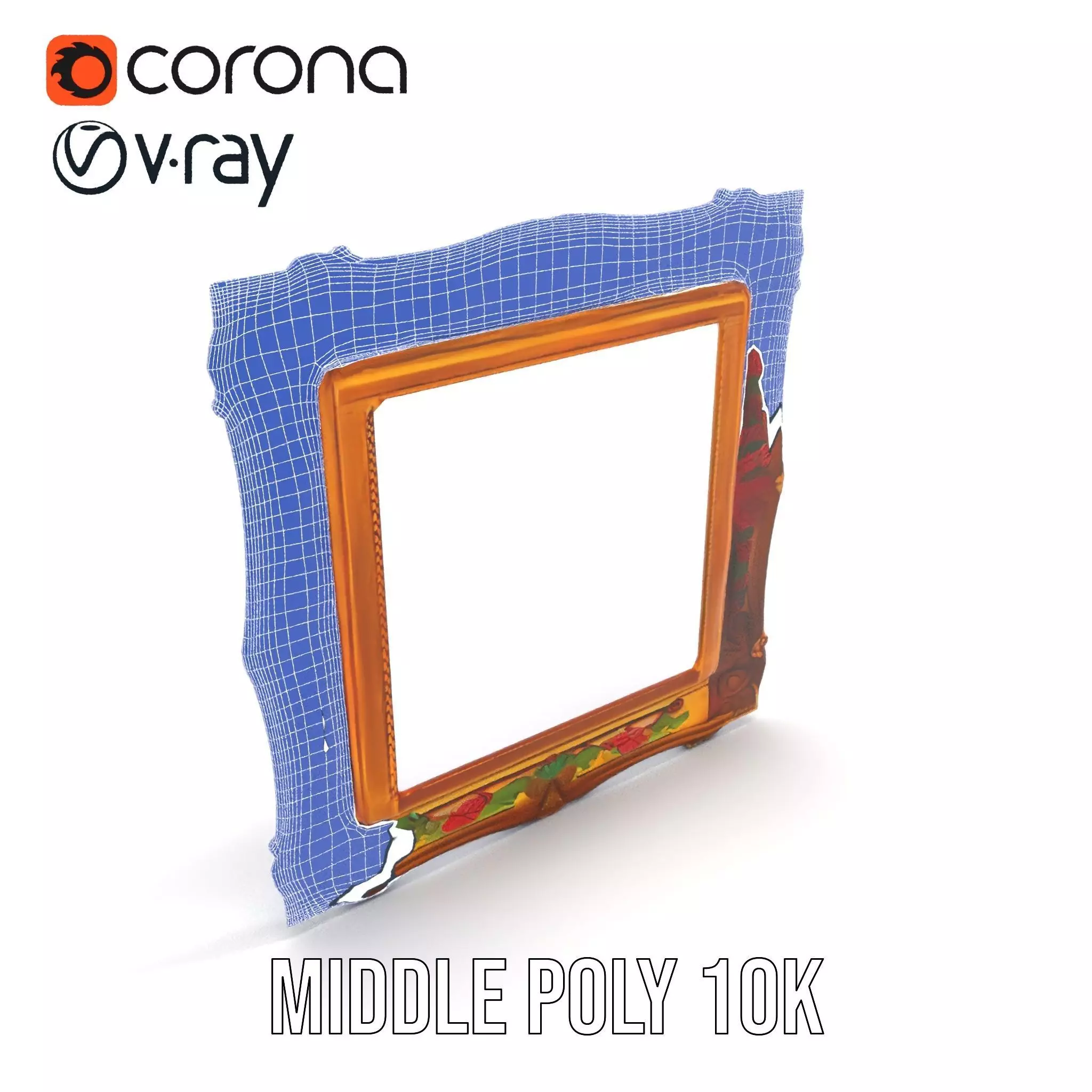 Ornate Baroque Picture Frame model pack for production rendering Low-poly 3D model_21