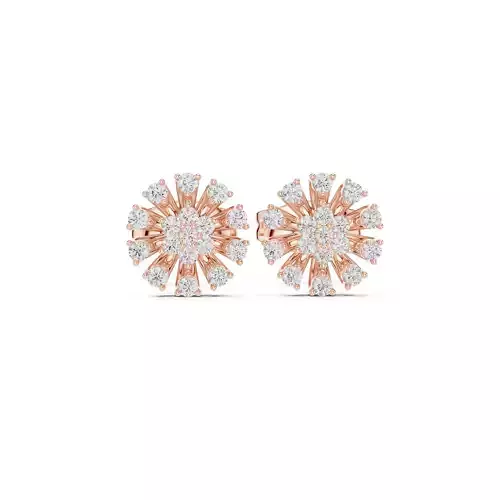 Round Cut Diamond Designer Small Stud Earring 3DM STL Video
