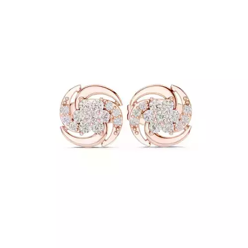 Round Cut Cluster Diamond Stud Earring 3DM STL Video