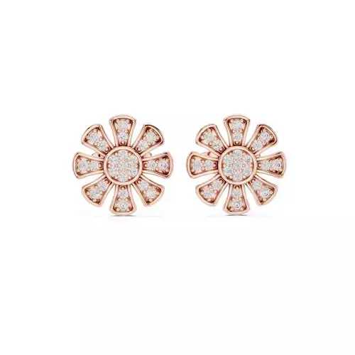 Round Cut Diamond Flower Stud Earring 3DM STL Video