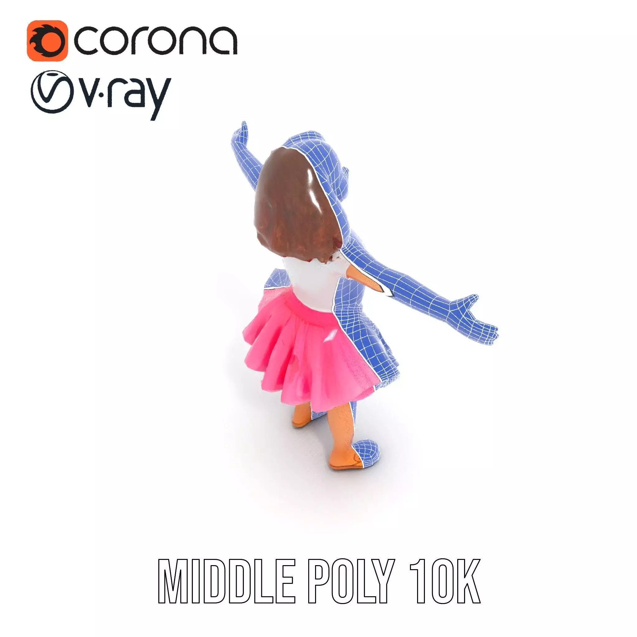 Child Character Model Pack with Pink Tutu Low-poly 3D model_18