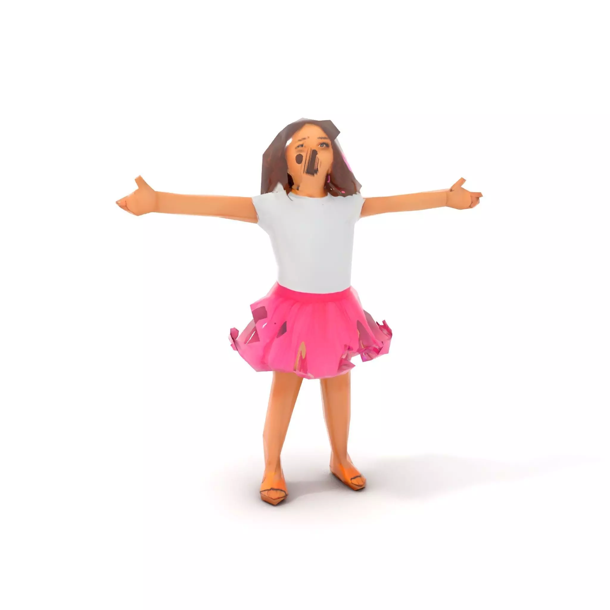 Child Character Model Pack with Pink Tutu Low-poly 3D model_11