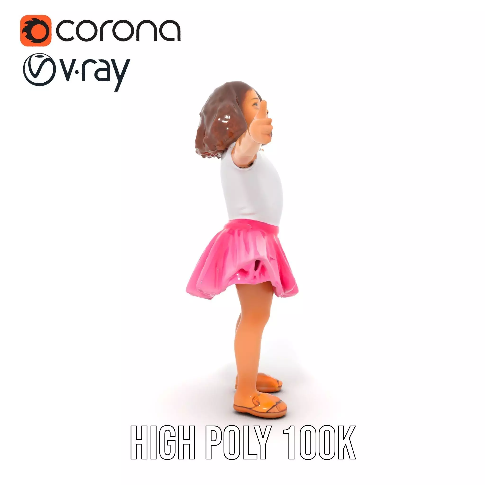 Child Character Model Pack with Pink Tutu Low-poly 3D model_23