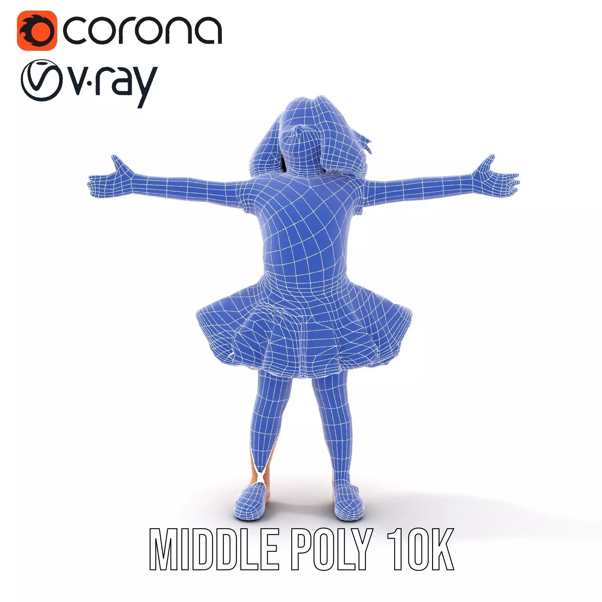 Child Character Model Pack with Pink Tutu Low-poly 3D model_26