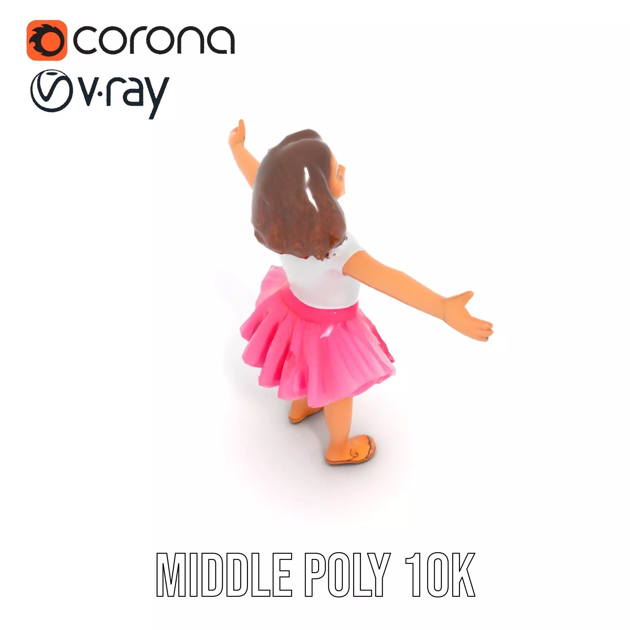 Child Character Model Pack with Pink Tutu Low-poly 3D model_10