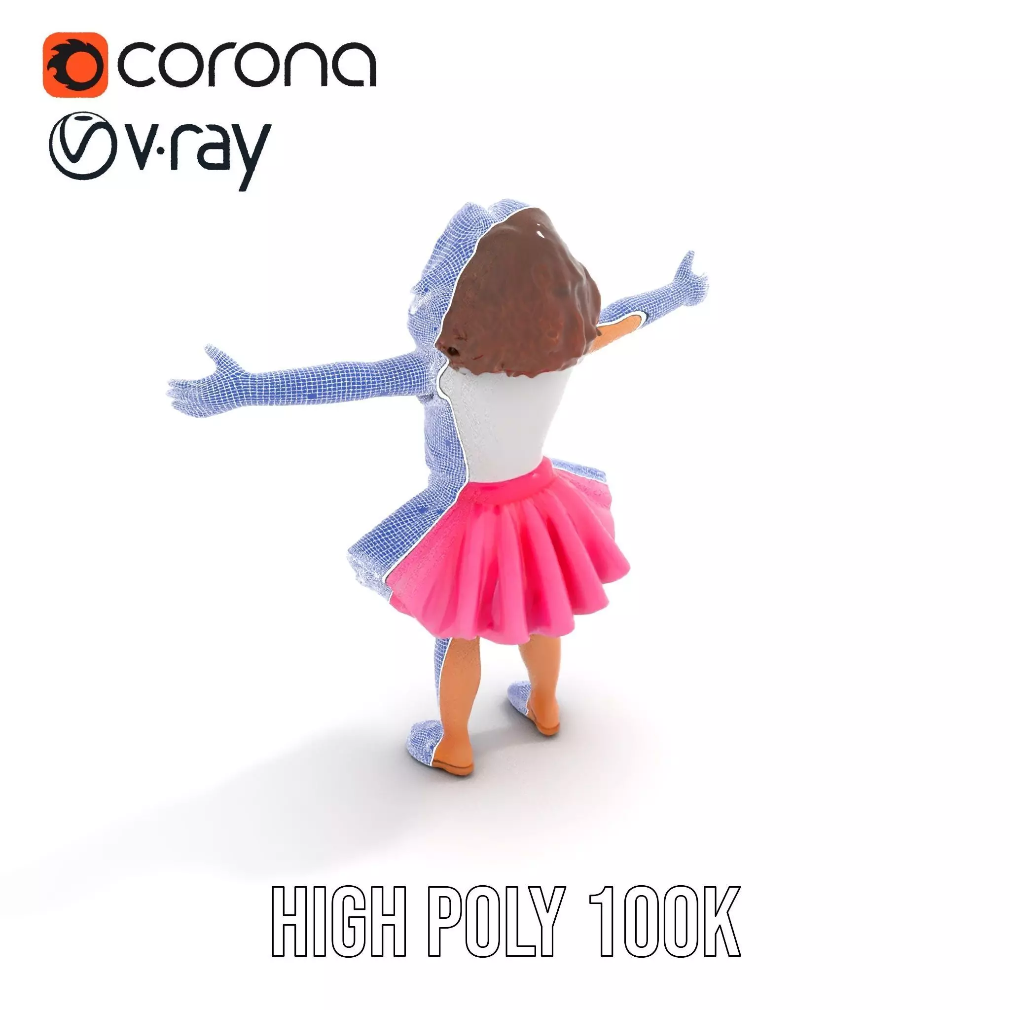 Child Character Model Pack with Pink Tutu Low-poly 3D model_20