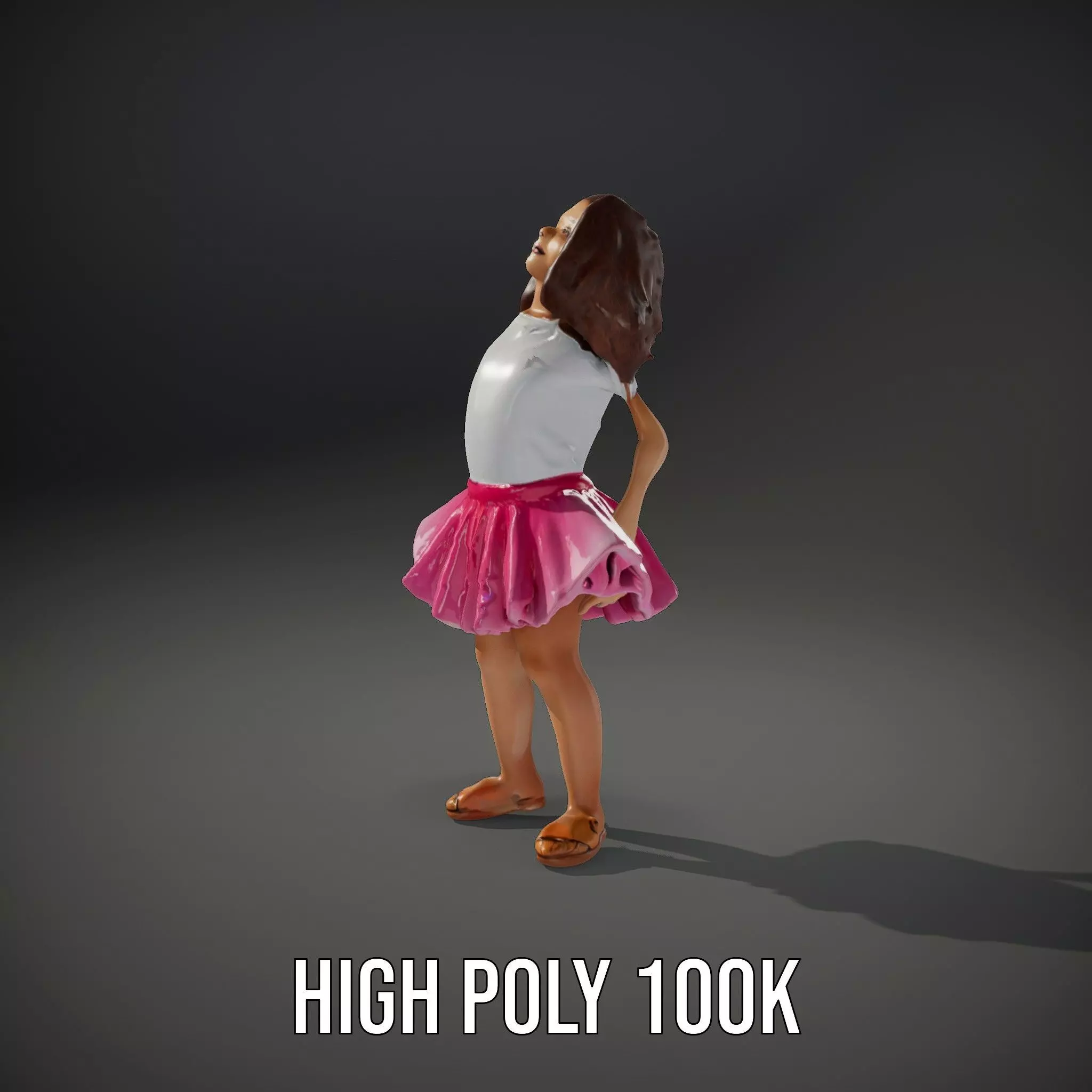 Child Character Model Pack with Pink Tutu Low-poly 3D model_28