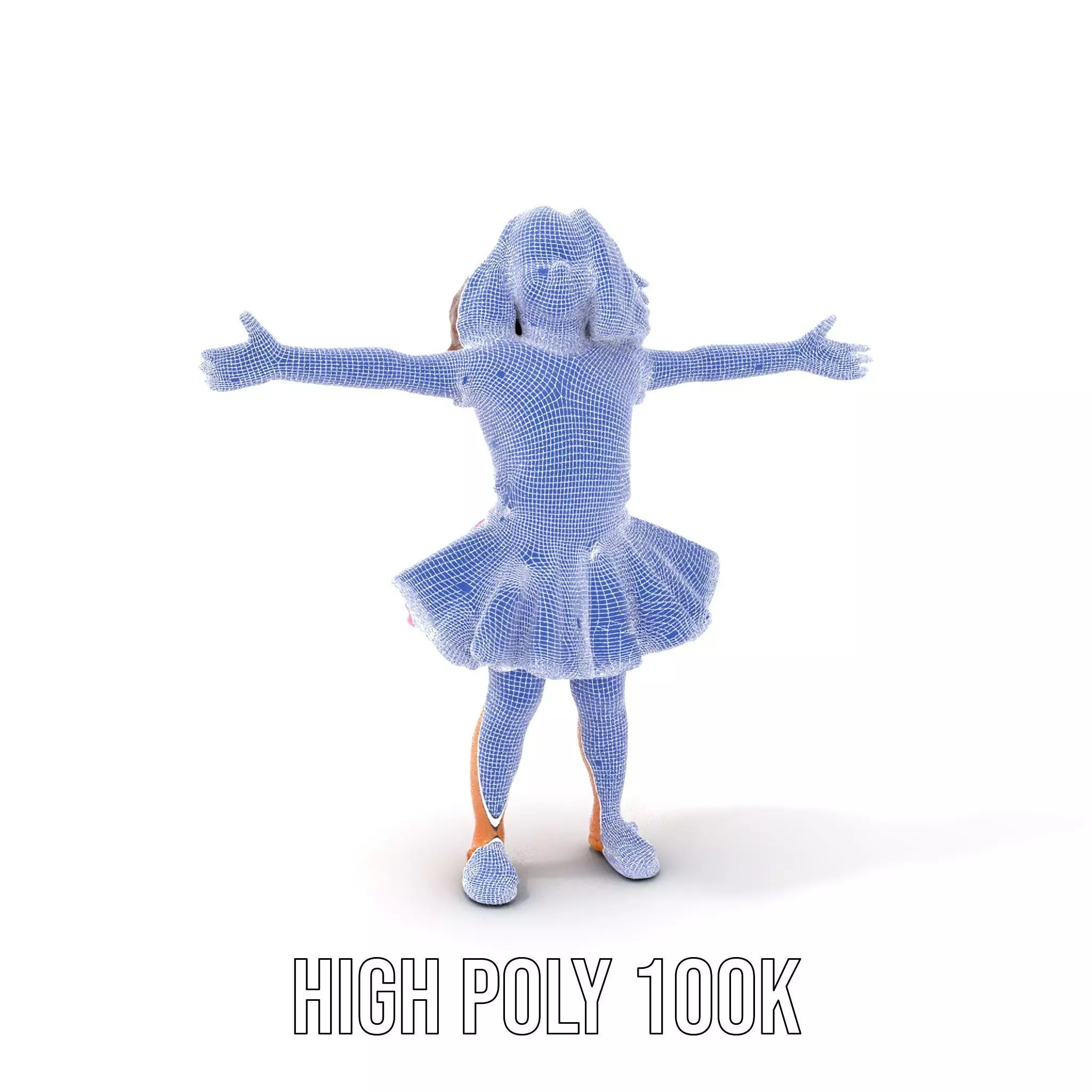 Child Character Model Pack with Pink Tutu Low-poly 3D model_4