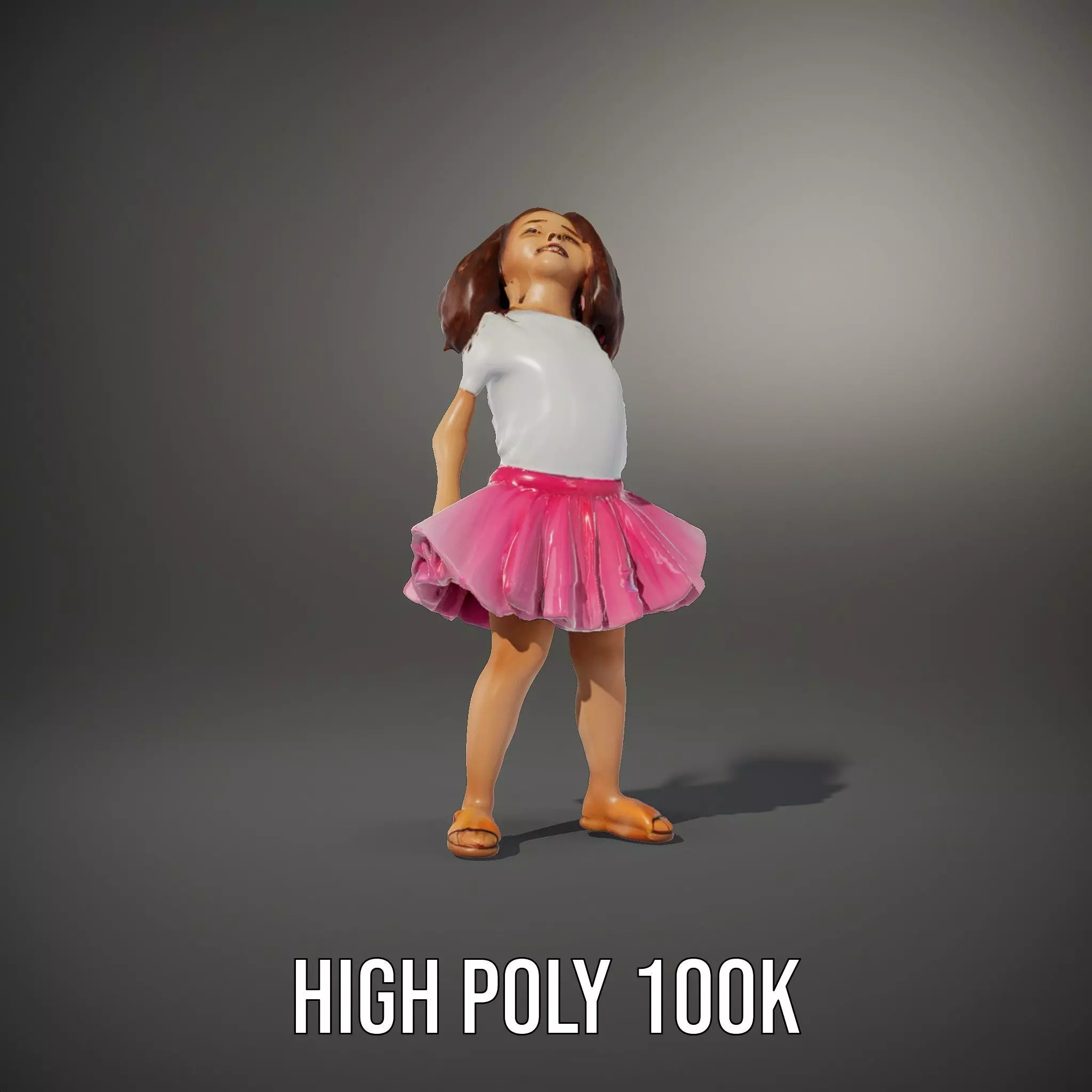 Child Character Model Pack with Pink Tutu Low-poly 3D model_31
