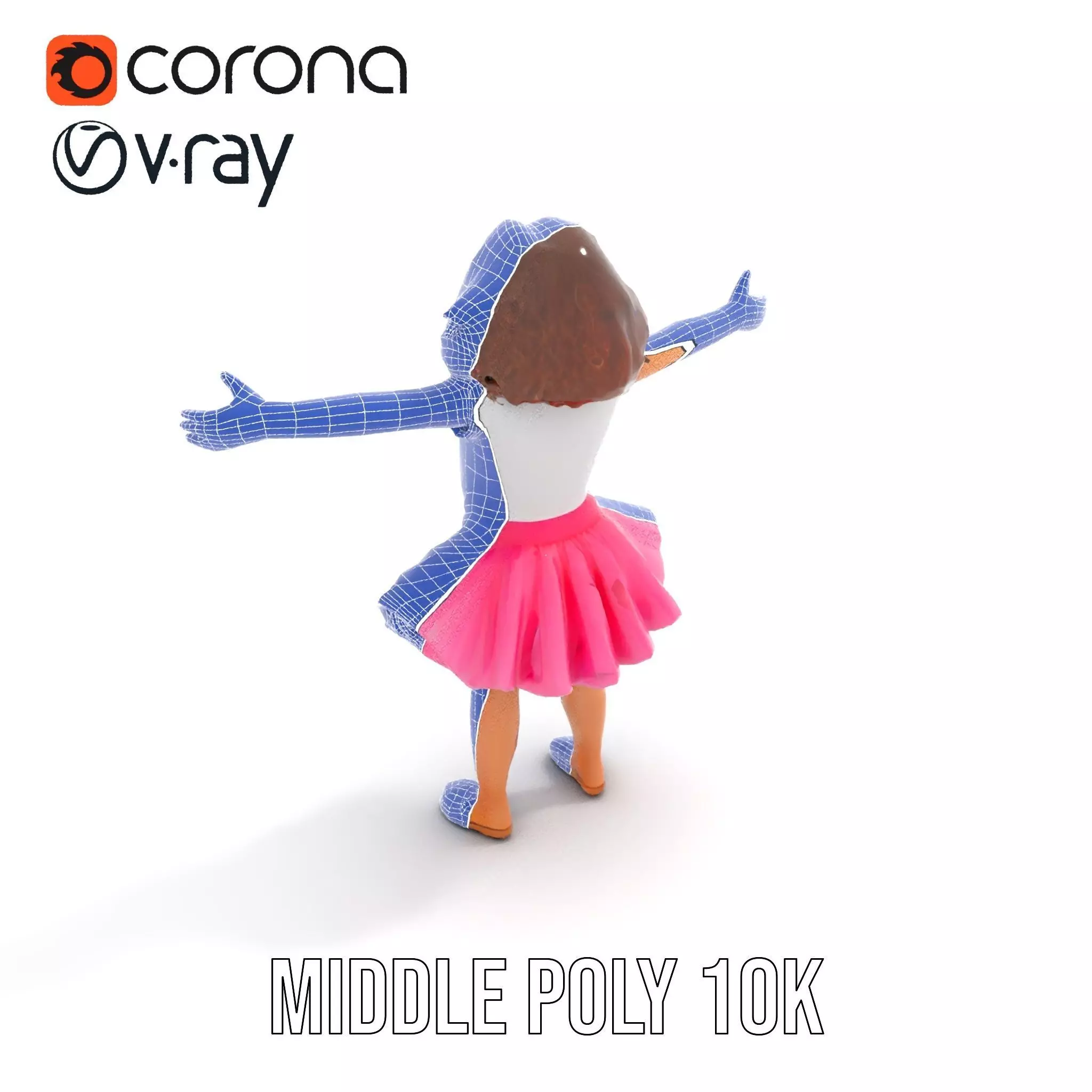 Child Character Model Pack with Pink Tutu Low-poly 3D model_24