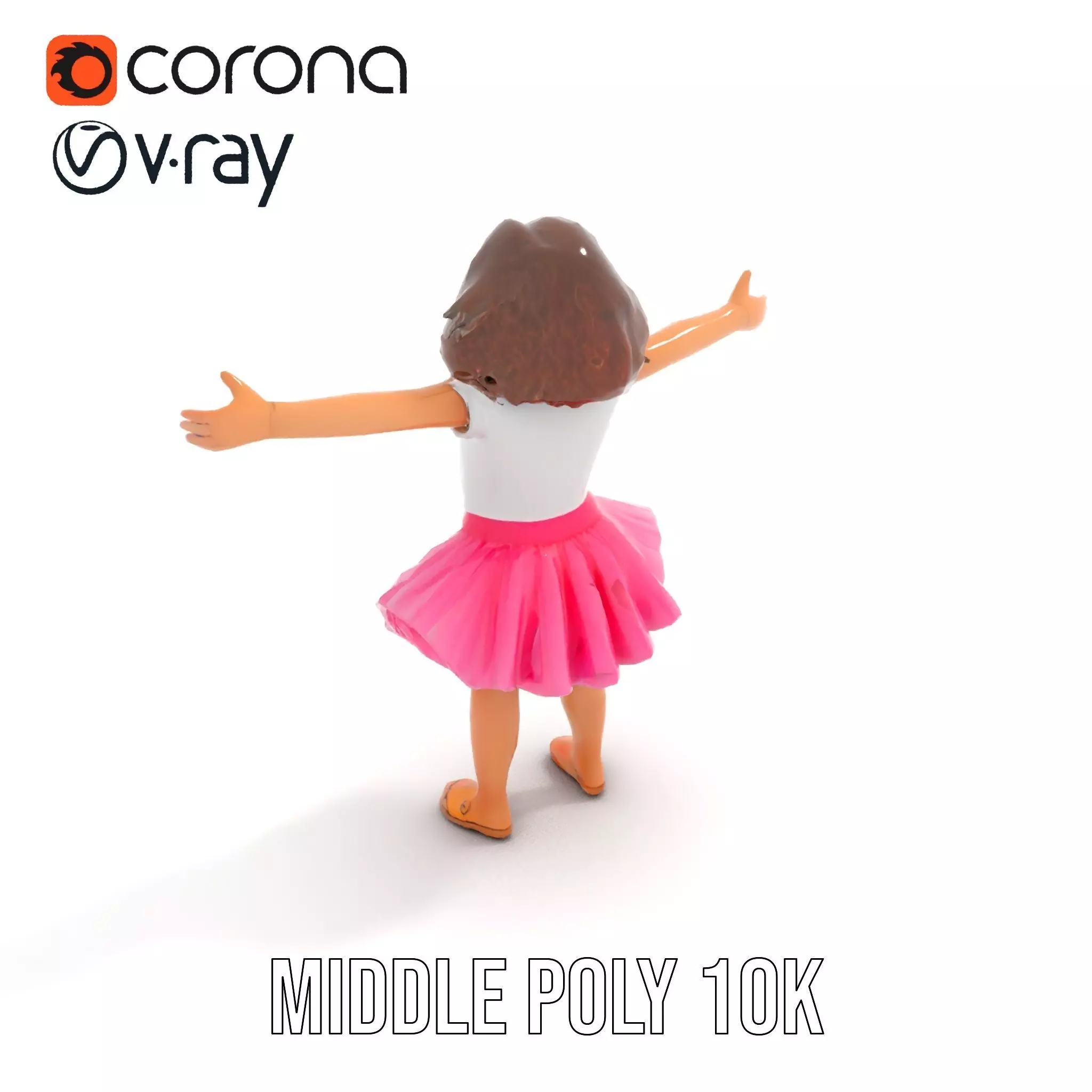 Child Character Model Pack with Pink Tutu Low-poly 3D model_5
