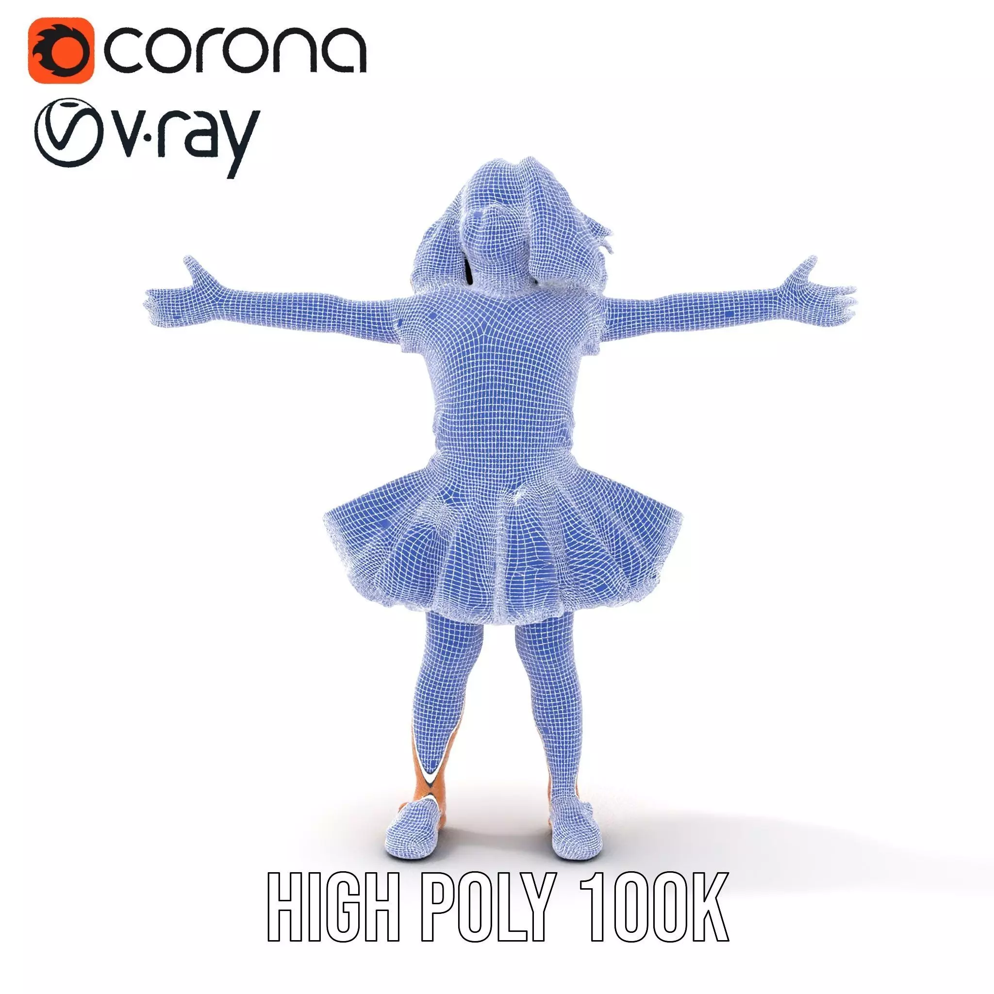 Child Character Model Pack with Pink Tutu Low-poly 3D model_33