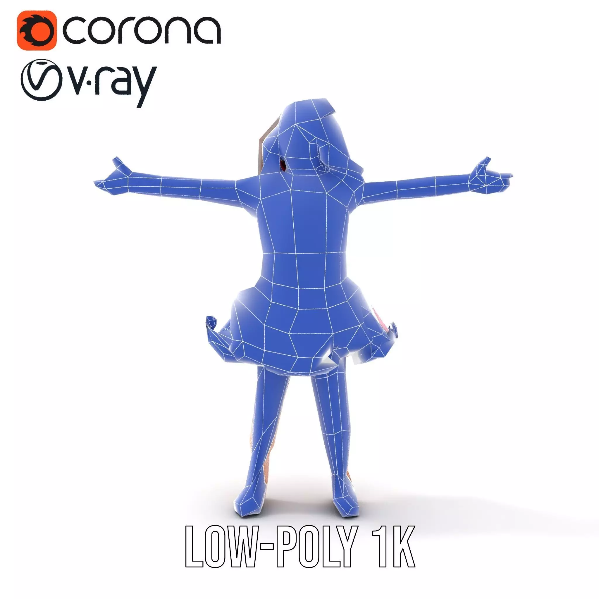 Child Character Model Pack with Pink Tutu Low-poly 3D model_25