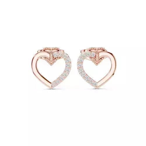 Round Cut Diamond Heart Shape Earring 3DM STL Video 3D print model